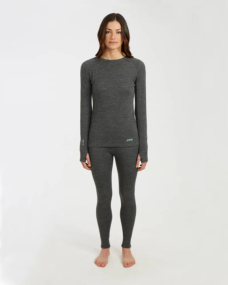 XTM Womens Merino 230 Wool Thermal Pants - Mid Grey Marle (Size 16)