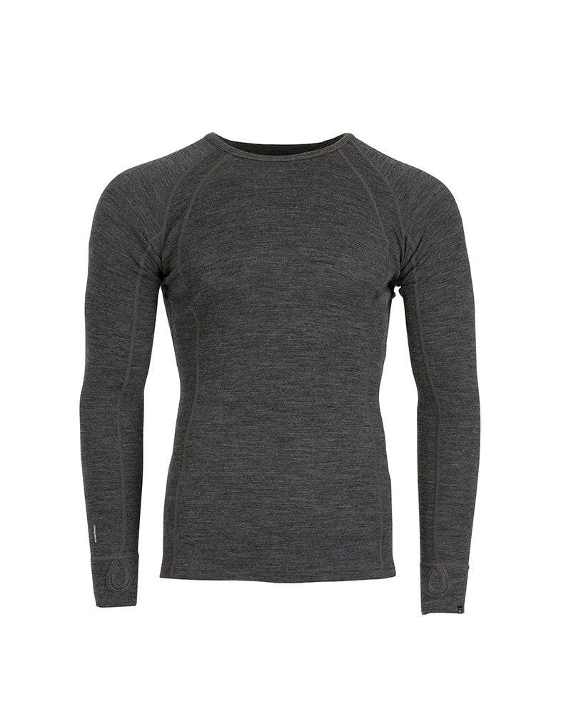 XTM Performance Men's Merino 230 Wool Long Sleeve Thermal Top - Mid Grey Marle