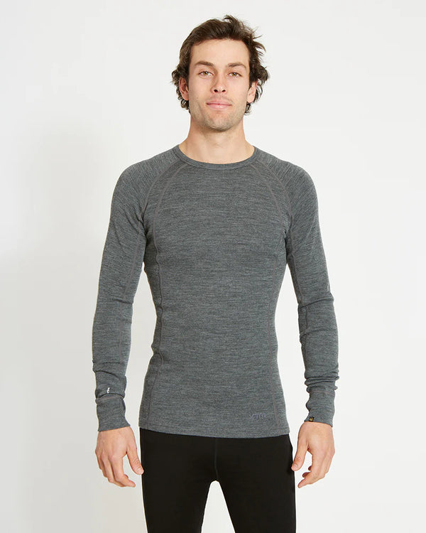 XTM Performance Men's Merino 230 Wool Long Sleeve Thermal Top - Mid Grey Marle