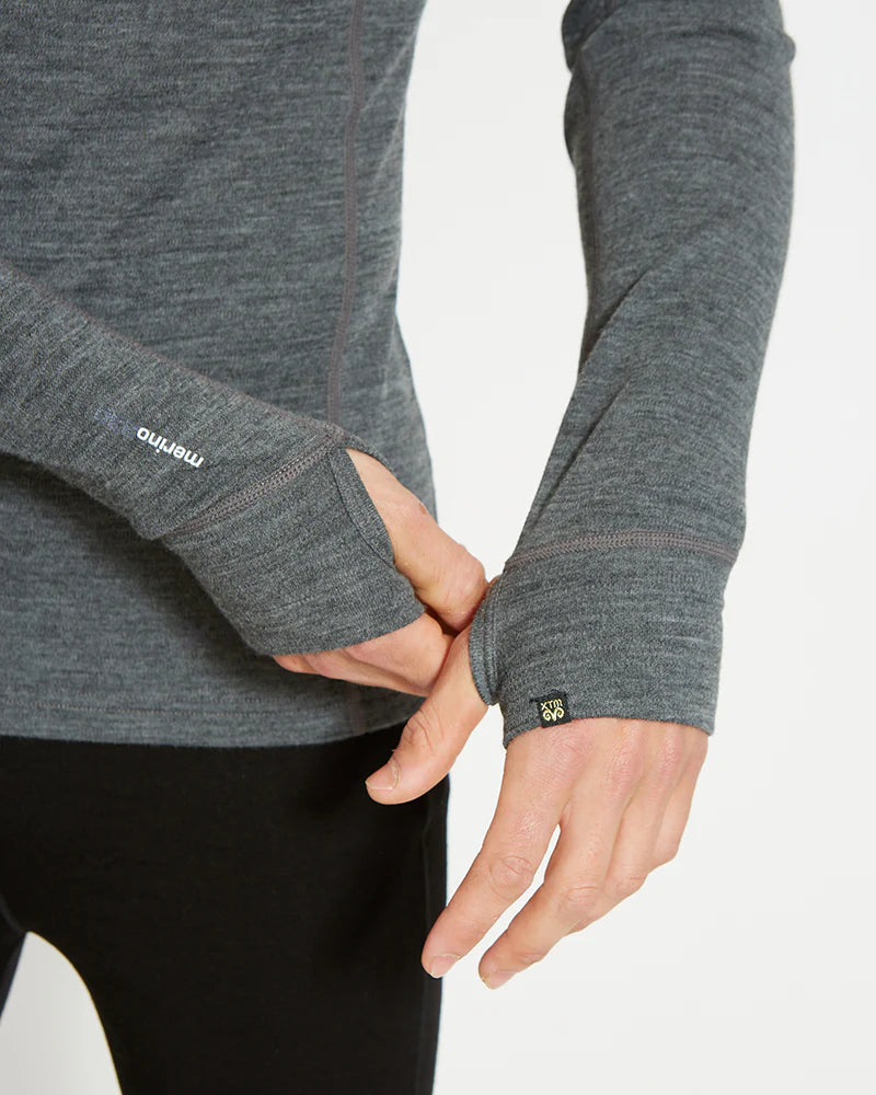 XTM Performance Men's Merino 230 Wool Long Sleeve Thermal Top - Mid Grey Marle