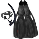 Ocean Hunter Black Seahawk Mask, Snorkel & Fin Set (Size X-Large | 12/14)