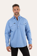 Ringers Western King River Half Button Work Shirt - Denim Blue
