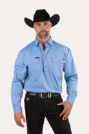 Ringers Western King River Half Button Work Shirt - Denim Blue