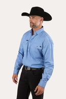 Ringers Western King River Half Button Work Shirt - Denim Blue