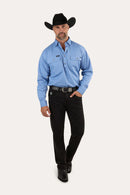 Ringers Western King River Half Button Work Shirt - Denim Blue