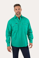 Ringers Western Mens King River Half Button Work Shirt - Green