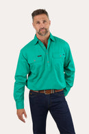 Ringers Western Mens King River Half Button Work Shirt - Green