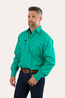 Ringers Western Mens King River Half Button Work Shirt - Green