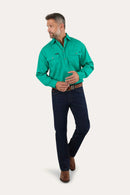 Ringers Western Mens King River Half Button Work Shirt - Green