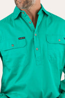 Ringers Western Mens King River Half Button Work Shirt - Green