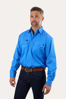 Ringers Western Mens King River Half Button Work Shirt - Blue