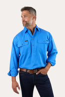 Ringers Western Mens King River Half Button Work Shirt - Blue
