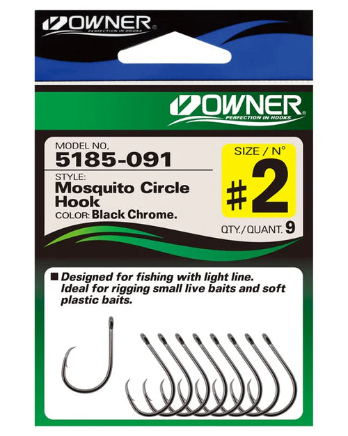 Owner Mosquito Circle Hooks Size 2/0 6pce