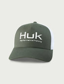 Huk Performance Fishing Trucker Cap/Hat - Moss with White Logo