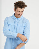 XTM Performance Mens Dunkeld Hike Long-Sleeve Shirt - Water Blue