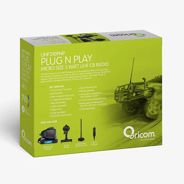 Oricom Plug and Play 5 Watt UHF CB Radio Pack (UHF310PNP)
