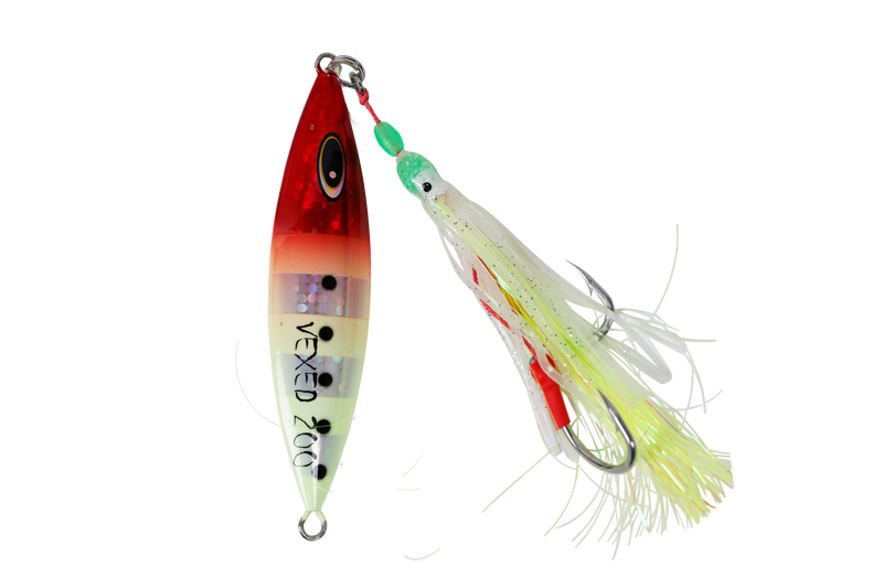 Vexed Dhu Drop Jig 200g Silver Redhead Glow