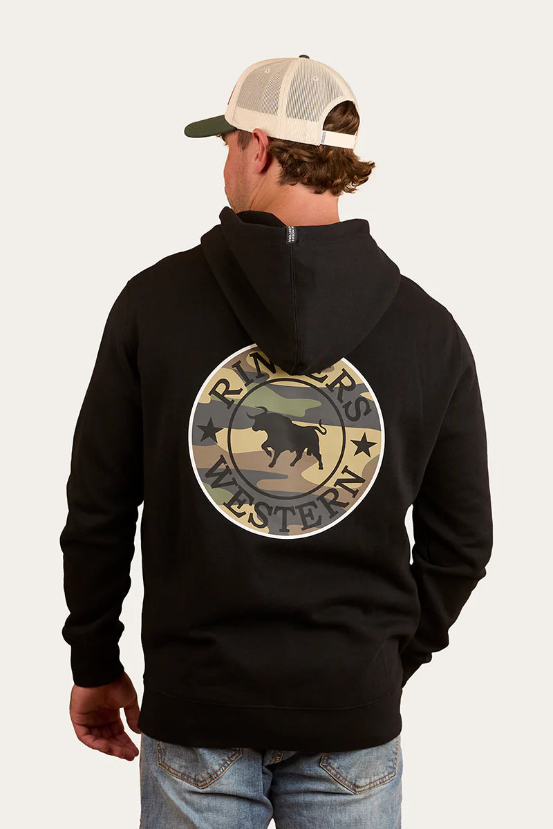 Ringers Western Men's Signature Bull Pullover Hoodie - Black/Camo