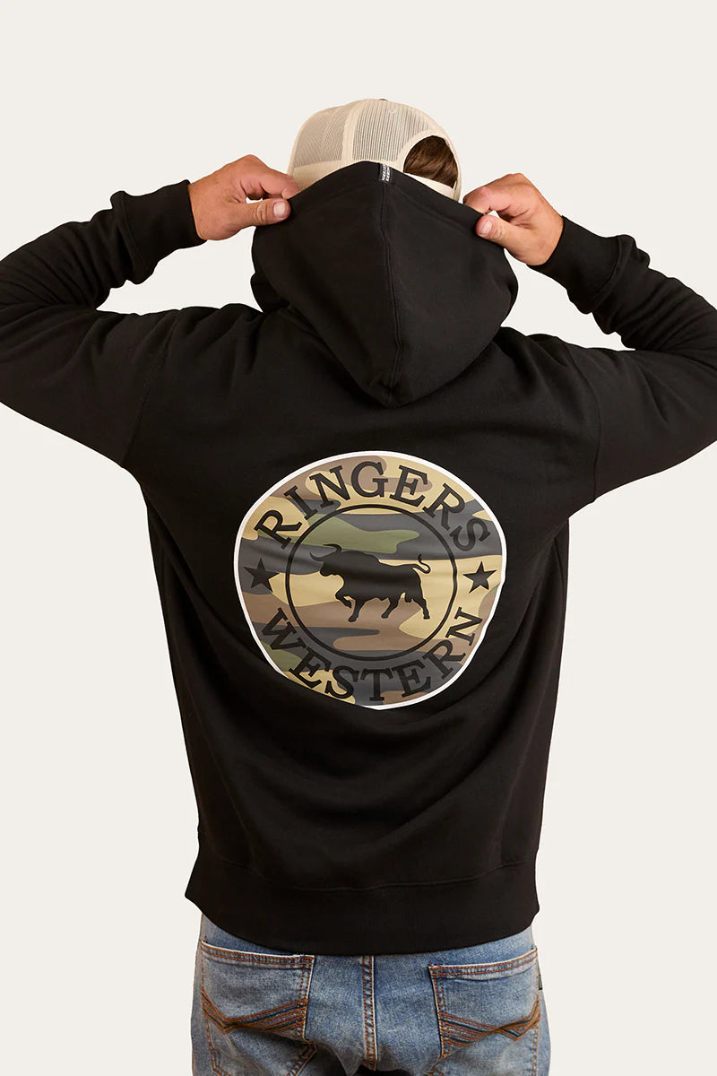 Ringers Western Men's Signature Bull Pullover Hoodie - Black/Camo