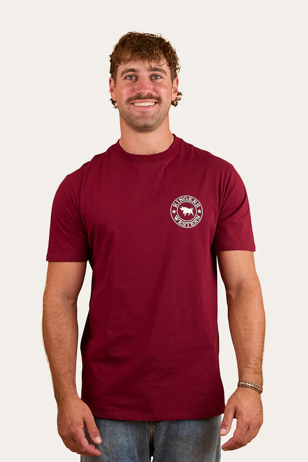 Ringers Western Men's Signature Bull Classic T-Shirt - Burgundy/White