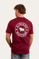 Ringers Western Men's Signature Bull Classic T-Shirt - Burgundy/White