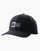 Salty Crew Alpha Flag Elastic 6 Panel Cap Hat - Black (Large/X-Large)