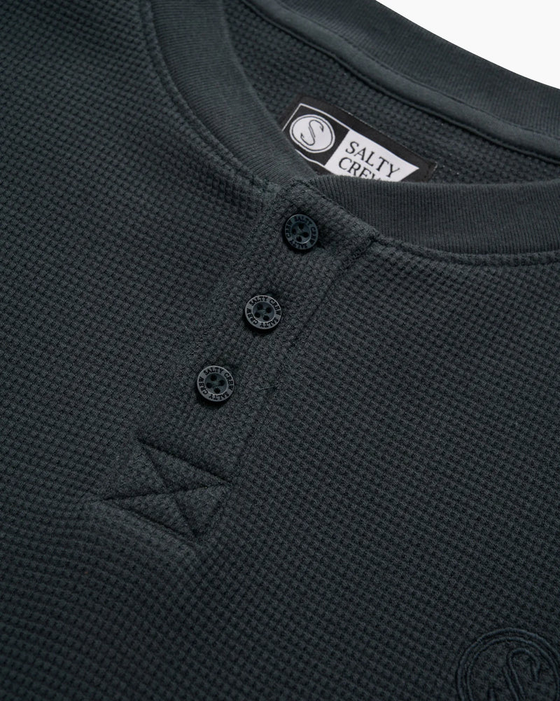 Salty Crew Cast Off Waffle Long Sleeve Henley - Coal