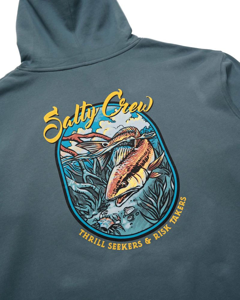 Salty Crew Red Fish Mid weight Fleece Hood - Storm