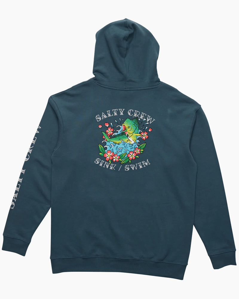 Salty Crew Old School Vintage Midweight Fleece Hood - BlueFin
