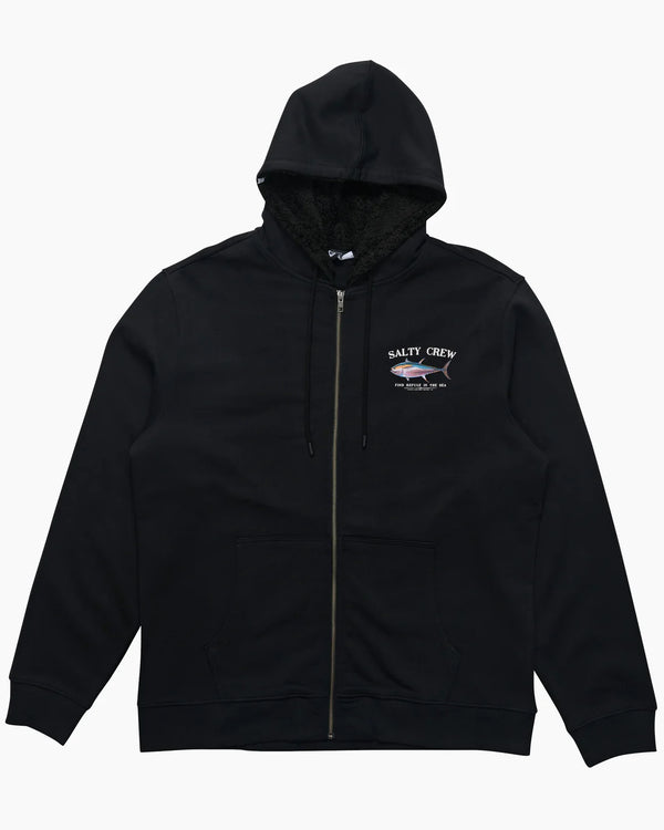 Salty Crew Big Blue Lined zip Through Fleece Hood - Black