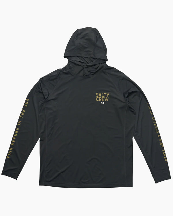 Salty Crew Skipper Hood Sunshirt with Mask - Coal