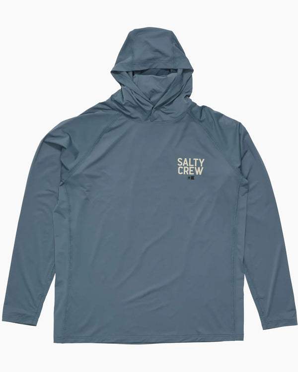 Salty Crew Mens Skipper Hooded SunShirt With Mask - Storm