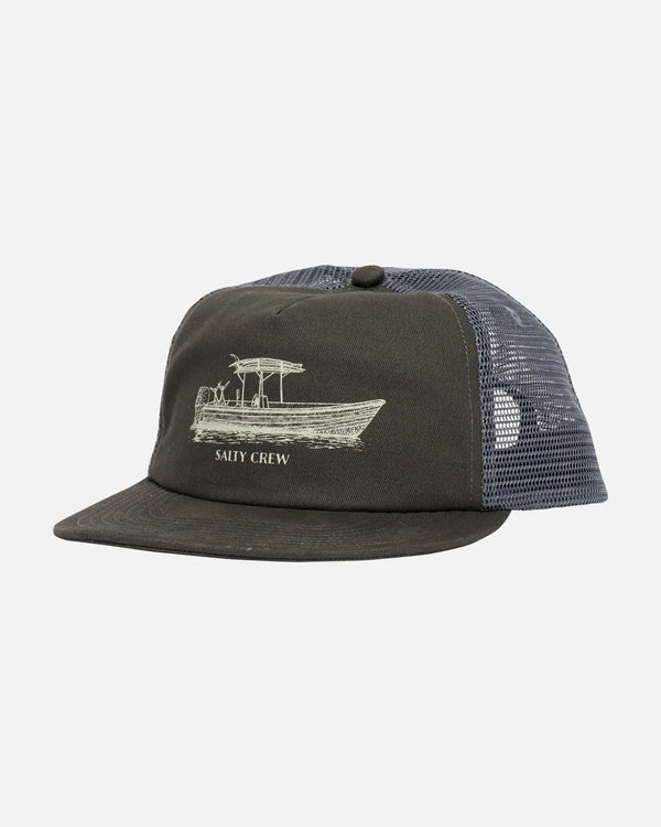 Salty Crew Super Panga 5 Panel Trucker Cap - Coal