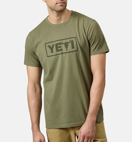 Yeti Steer Badge Short Sleeve T-Shirt - Heather Olive