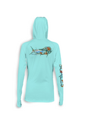 Scales Women's Dorado Hooded Performance Long Sleeve Shirt - Seafoam