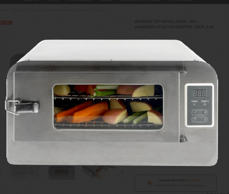 Wildtrak Offroad 12 Volt Digital Oven 50A Anderson Style Connector 150w (6.8L)