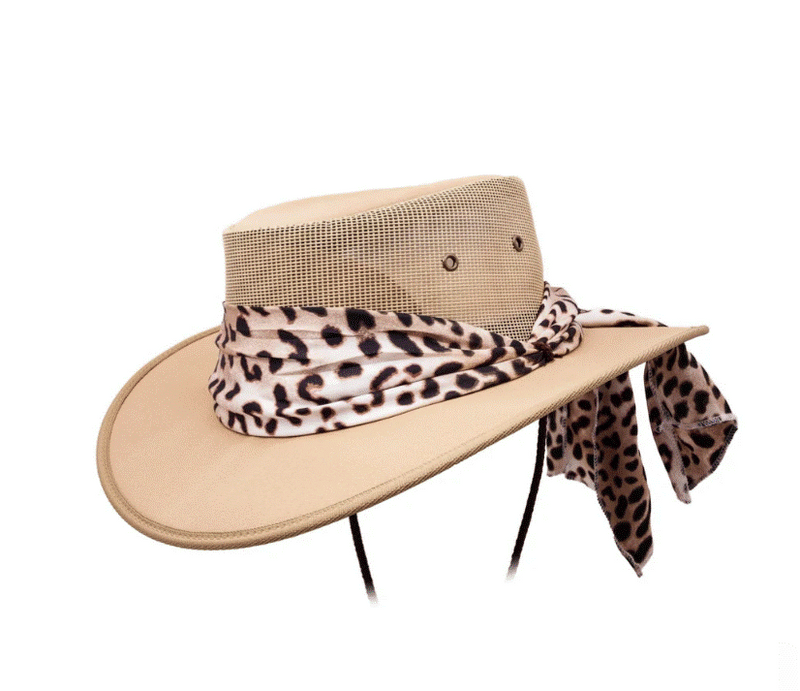 Barmah Hats Ladies Canvas Drover - Beige (Small) - Colour Scarf May Vary