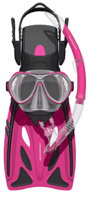 Mirage Adult Crystal Silicone Junior Mask and Snorkel Set (Large/X-Large) - Pink