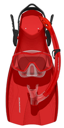 Mirage Junior Shrimp Silitex Mask and Fin Set (Large/X-Large) - Red