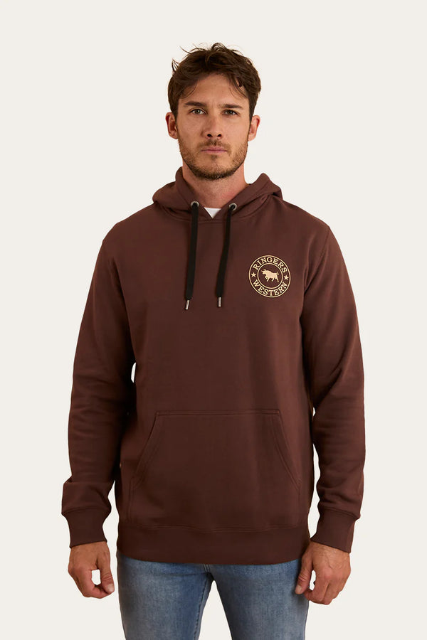 Ringers Western Men's Signature Bull Pullover Hoodie - Chocolate/Dark Sand
