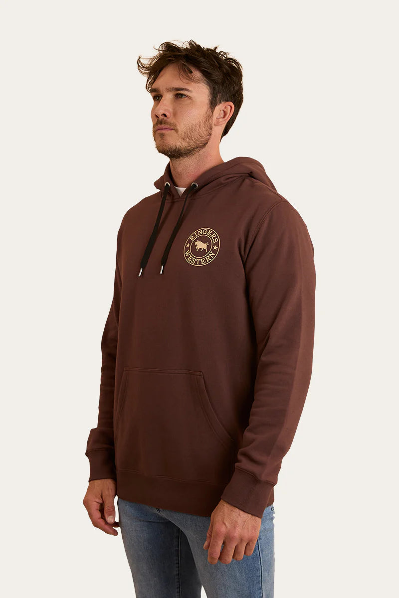 Ringers Western Men's Signature Bull Pullover Hoodie - Chocolate/Dark Sand