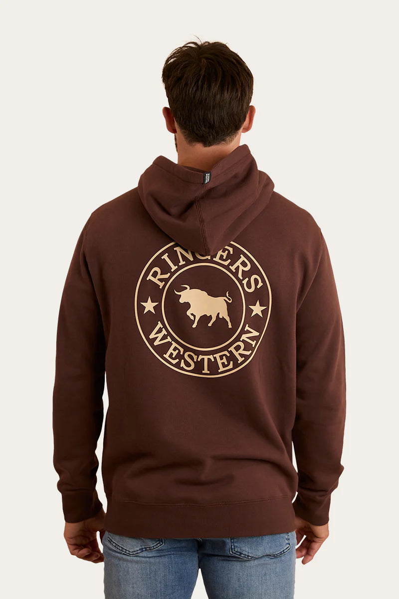Ringers Western Men's Signature Bull Pullover Hoodie - Chocolate/Dark Sand