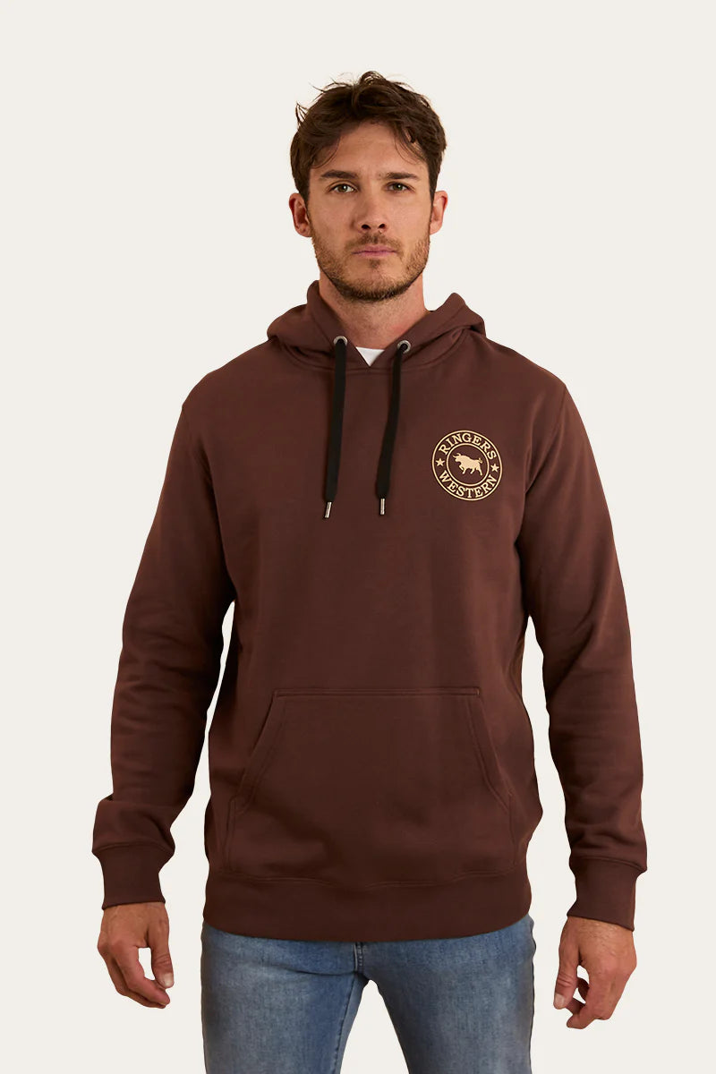 Ringers Western Men's Signature Bull Pullover Hoodie - Chocolate/Dark Sand