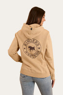 Ringers Western Women's Signature Bull Pullover Hoodie - Dark Sand/Chocolate