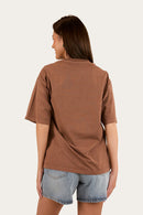 Ringers Western Womens Lady Luck Oversized T-Shirt - Washed Saddle Brown