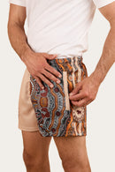 Ringer Western Walkabout Warrior Footy Short - Dark Sand / Multi