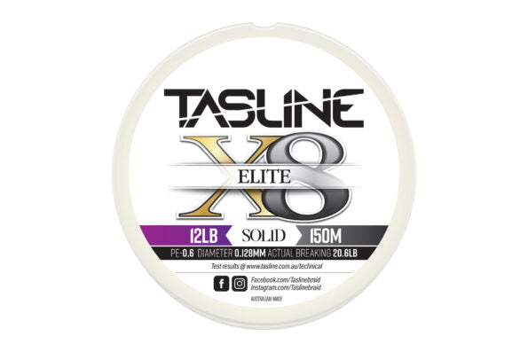 Tasline Elite X8 Solid Braid 8 Strand - White (12LB) - 150m