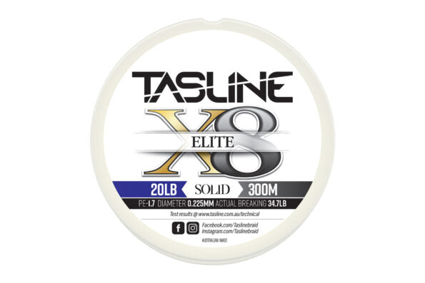 Tasline Elite X8 Solid Braid 8 Strand - White (20LB) - 300m