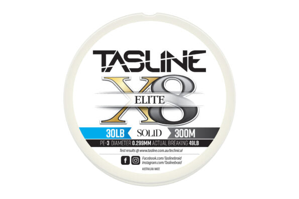 Tasline Elite X8 Solid Braid 8 Strand - White (30LB) - 300m