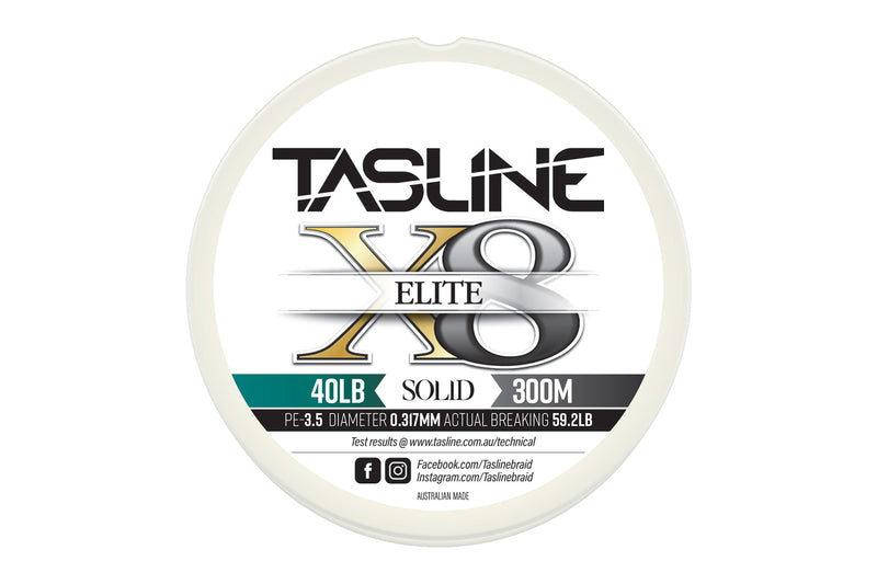 Tasline Elite X8 Solid Braid 8 Strand - White (40LB) - 300m